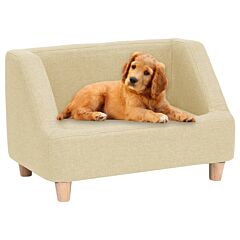 Dog Sofa Cream 60x37x39 cm Linen