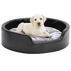Dog Bed Black and Grey 69x59x19 cm Plush and Faux Leather