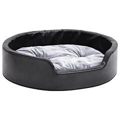 Dog Bed Black and Grey 69x59x19 cm Plush and Faux Leather