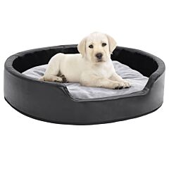 Dog Bed Black and Grey 79x70x19 cm Plush and Faux Leather