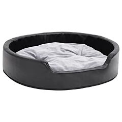 Dog Bed Black and Grey 79x70x19 cm Plush and Faux Leather