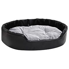 Dog Bed Black and Grey 90x79x20 cm Plush and Faux Leather
