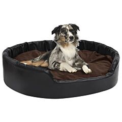 Dog Bed Black and Brown 99x89x21 cm Plush and Faux Leather