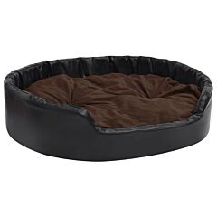 Dog Bed Black and Brown 99x89x21 cm Plush and Faux Leather