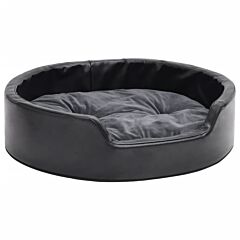 Dog Bed Black and Dark Grey 69x59x19 cm Plush and Faux Leather