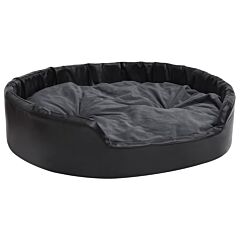 Dog Bed Black and Dark Grey 99x89x21 cm Plush and Faux Leather