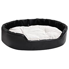 Dog Bed Black and Beige 90x79x20 cm Plush and Faux Leather
