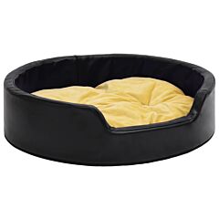 Dog Bed Black and Yellow 99x89x21 cm Plush and Faux Leather
