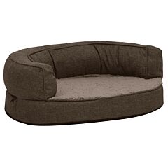 Ergonomic Dog Bed Mattress 60x42 cm Linen Look Fleece Brown