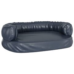 Ergonomic Foam Dog Bed Dark Blue 60x42 cm Faux Leather