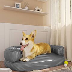 Ergonomic Foam Dog Bed Grey 75x53 cm Faux Leather