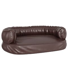Ergonomic Foam Dog Bed Brown 60x42 cm Faux Leather