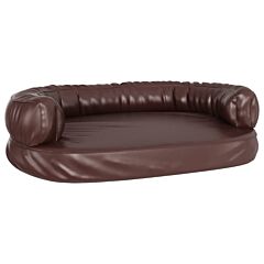 Ergonomic Foam Dog Bed Brown 75x53 cm Faux Leather