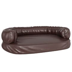 Ergonomic Foam Dog Bed Brown 88x65 cm Faux Leather