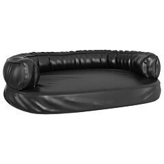 Ergonomic Foam Dog Bed Black 88x65 cm Faux Leather