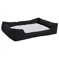 Dog Bed Black and White 85.5x70x23 cm Linen Look Fleece