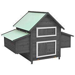 Chicken Coop Grey and White 152x96x110 cm Solid Firwood