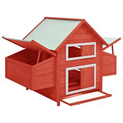 Chicken Coop Red and White 152x96x110 cm Solid Firwood