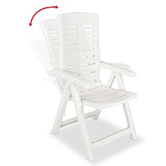 Reclining Garden Chairs 6 pcs Plastic White