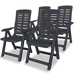 Reclining Garden Chairs 4 pcs Plastic Anthracite
