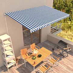 Manual Retractable Awning 500x300 cm Blue and White