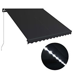 Manual Retractable Awning with LED 300x250 cm Anthracite