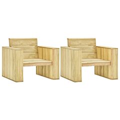 Garden Chairs 2 pcs 89x76x76 cm Impregnated Pinewood