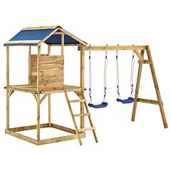 Playhouse with Swings and Ladder Impregnated Pinewood