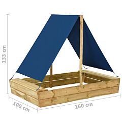 Sandpit with Roof 160x100x133 cm Impregnated Pinewood