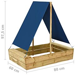 Sandpit with Roof 80x60x97.5 cm Impregnated Pinewood
