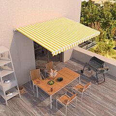 Manual Retractable Awning 400x350 cm Yellow and White