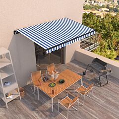 Manual Retractable Awning 450x350 cm Blue and White