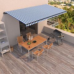 Manual Retractable Awning 600x350 cm Blue and White