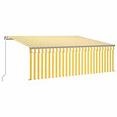 Manual Retractable Awning with Blind 4.5x3m Yellow&White