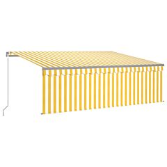 Manual Retractable Awning with Blind&LED 4.5x3m Yellow&White