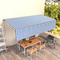 Manual Retractable Awning with Blind 6x3m Blue&White