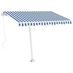 Manual Retractable Awning with LED 300x250 cm Blue and White