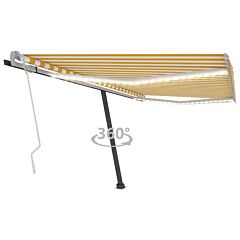 Manual Retractable Awning with LED 450x300 cm Yellow and White