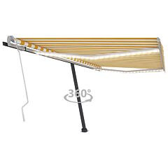 Manual Retractable Awning with LED 400x350 cm Yellow and White