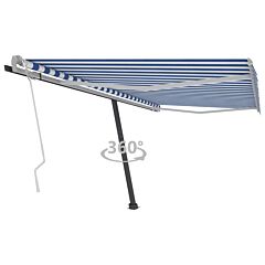 Freestanding Manual Retractable Awning 450x350 cm Blue/White