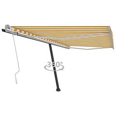 Freestanding Manual Retractable Awning 450x350 cm Yellow/White
