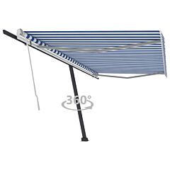 Freestanding Manual Retractable Awning 500x350 cm Blue/White
