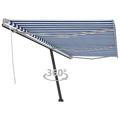 Freestanding Manual Retractable Awning 600x350 cm Blue/White