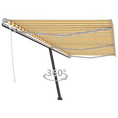 Freestanding Manual Retractable Awning 600x350 cm Yellow/White
