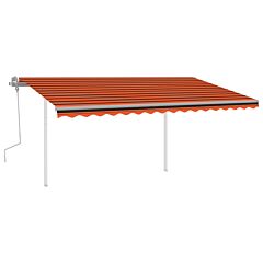 Manual Retractable Awning with LED 4x3 m Orange and Brown