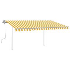 Manual Retractable Awning with LED 4x3.5 m Yellow and White