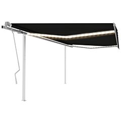 Manual Retractable Awning with LED 4x3.5 m Anthracite