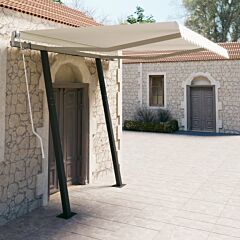 Manual Retractable Awning with Posts 3.5x2.5 m Cream