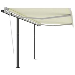 Manual Retractable Awning with Posts 3.5x2.5 m Cream