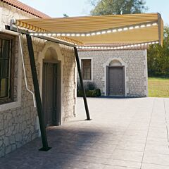 Manual Retractable Awning with LED 4.5x3 m Yellow and White